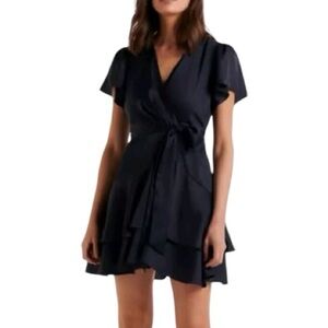 Saints + Secrets Black Faux Wrap Dress
